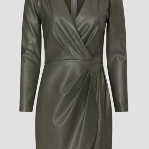 #700 SAYLOR Veronica Vegan Leather Wrap Dress Retail $247 - Picture 9 of 16